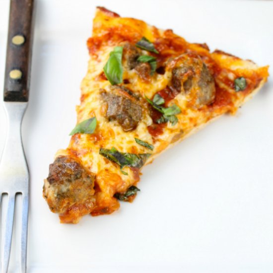 Pesto Meatball Pizza