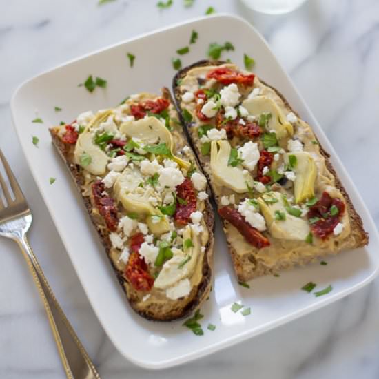 Mediterranean Veggie Hummus Tartine