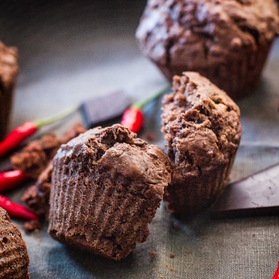 Chili Chocolate Lentil Muffins