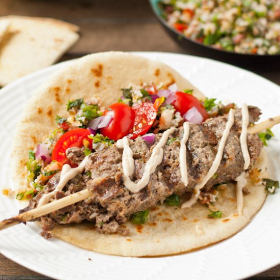 Beef Kafta with Lemon Tahini Sauce