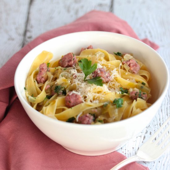 Pasta with Sausage and Leek