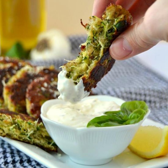 Zucchini Cakes with Lemon Aioli