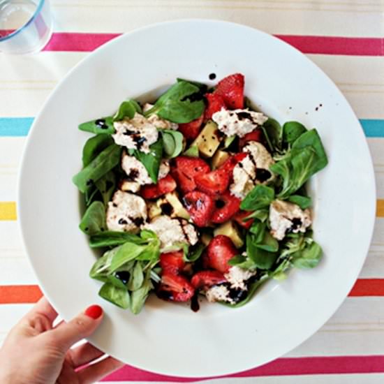 Salad with Strawberry &  Vegan Cheese