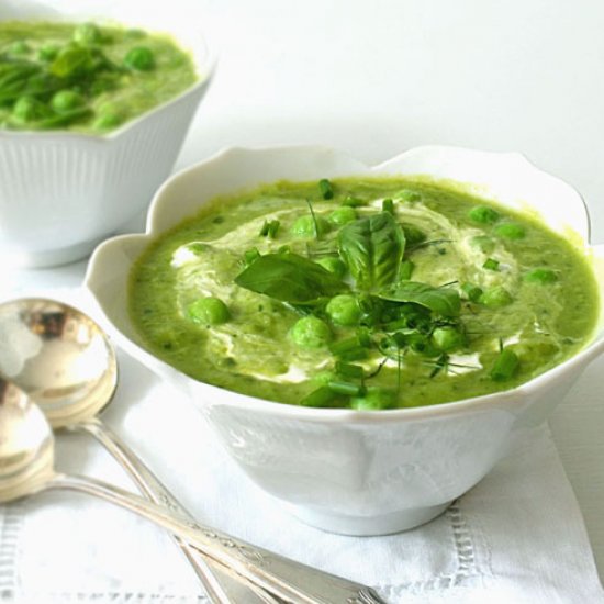 Fresh Pea Soup w/ Basil & Lime