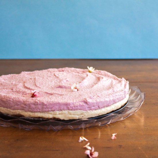 Rhubarb Cashew Cream Cake