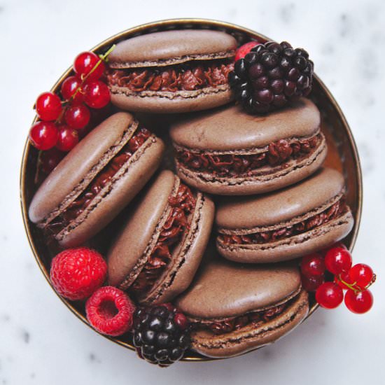 Chocolate Berry Macarons