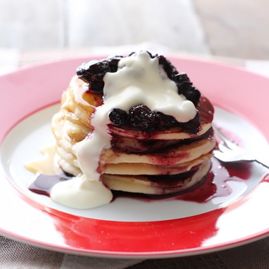 Fluffy Ricotta Pancakes and Compote