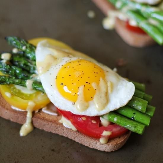 Roasted Asparagus and Tomato Toasts