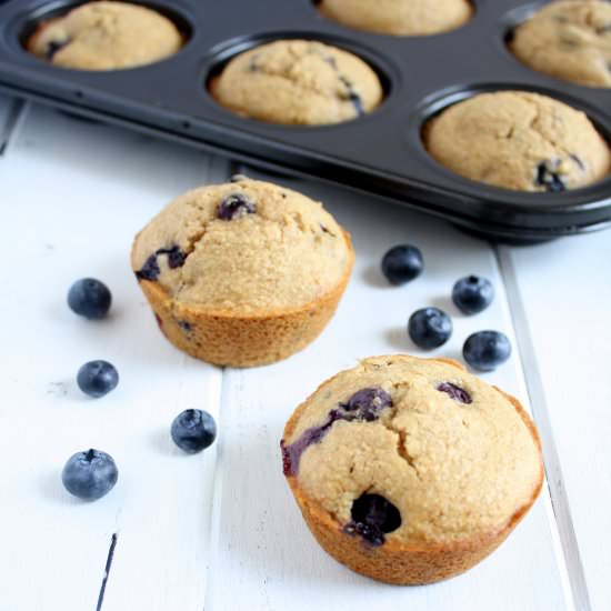 Whole Wheat Blueberry Muffins