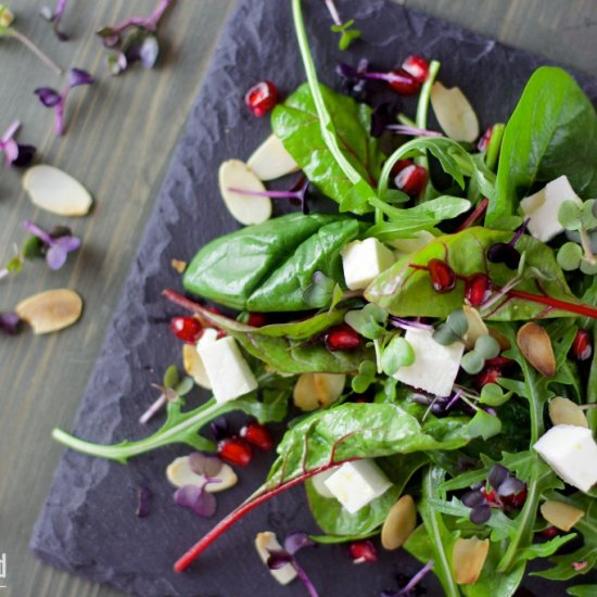 Leaf Salad w/ Pomegranate and Feta