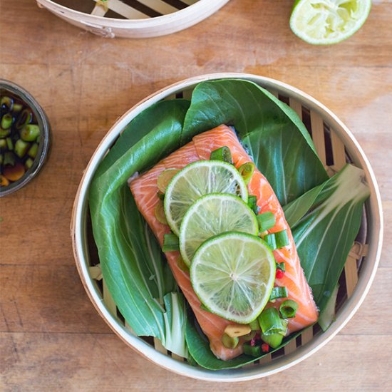 Steamed salmon