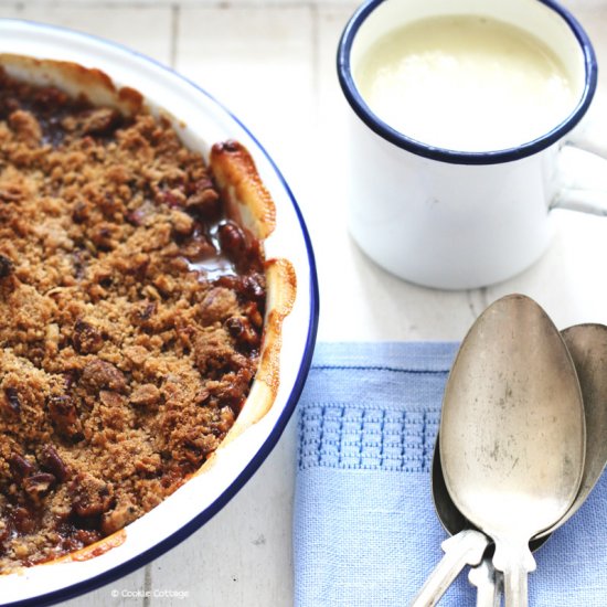 Plum crumble with tia maria