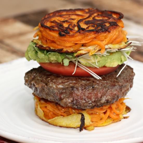 Burgers On Sweet Potato Noodle Buns