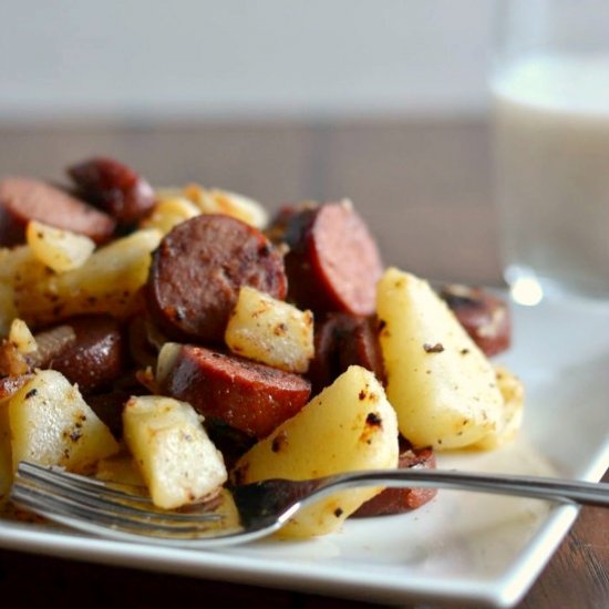 Sausage, Potatoes & Grilled Onion