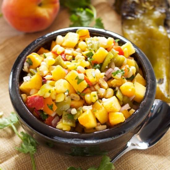 Peach Green Chile Corn Salsa