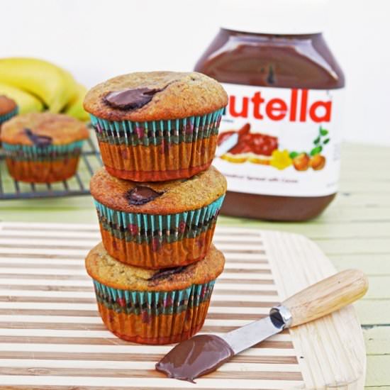 Nutella Stuffed Banana Muffins