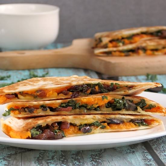 Kale Sweet Potato Quesadillas