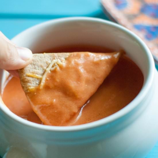 Creamy Tomato Soup and Pita Dipper