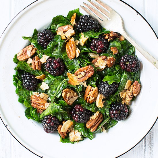 Kale Salad with Berries & Pecans