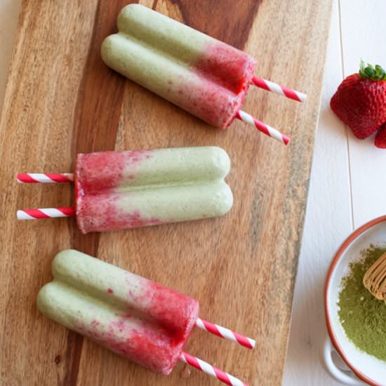 Green Tea & Strawberry Popsicles