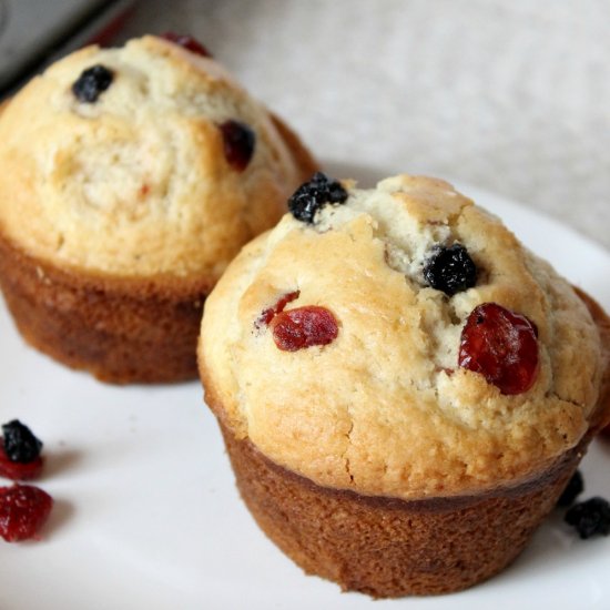 Healthy Blueberry Cranberry Muffins