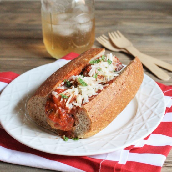 Cheesy meatball marinara subs