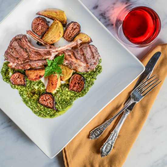 Grilled Lamb Chops with Mint Pesto