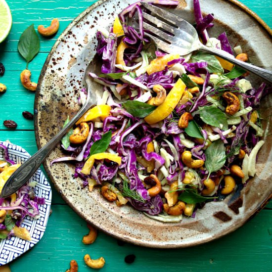 Summer slaw with curried cashews