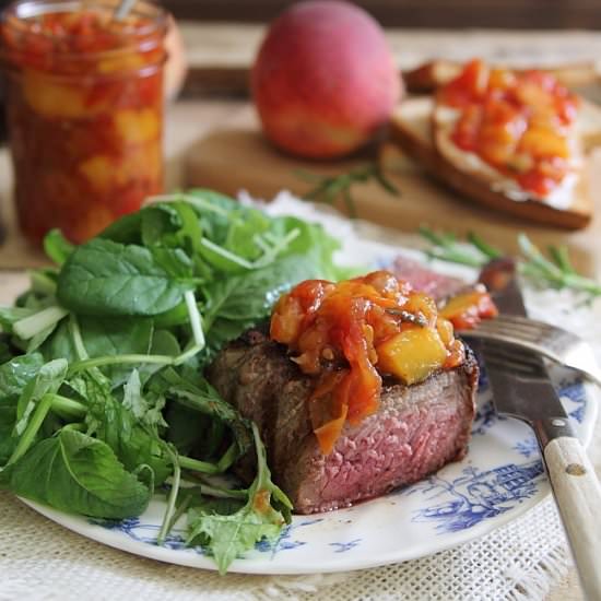 Rosemary Tomato Peach Chutney