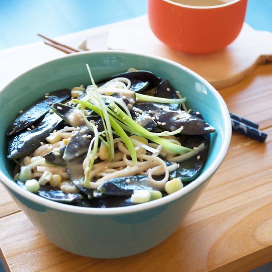 Noodles with Snow Peas & Goma Dare