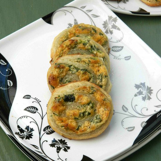 Homemade Puff Pastry| Spinach Swirls