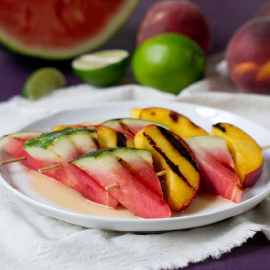 Grilled Watermelon & Peach Kebabs