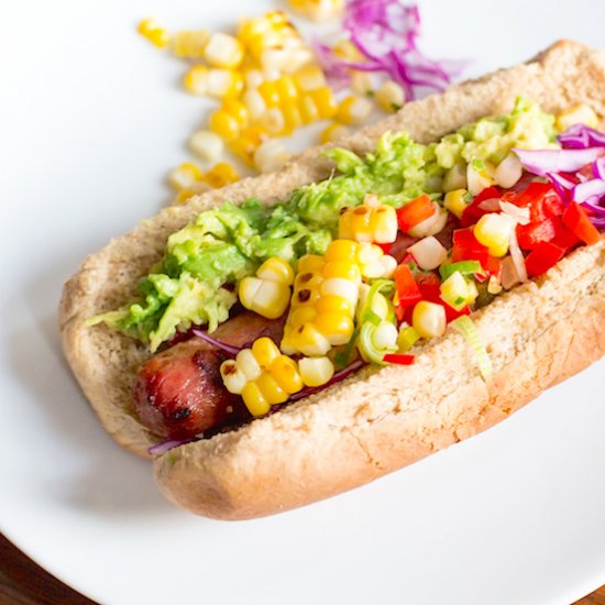 Hot Dogs with Grilled Corn Salsa