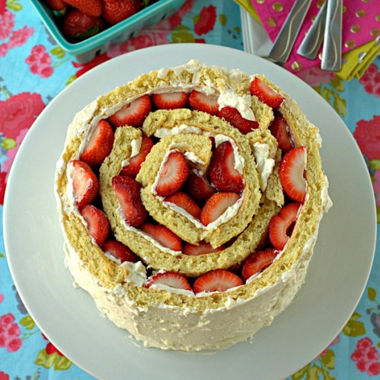 Strawberry Shortcake Roll Up Cake