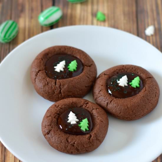 Mint Chocolate Thumb Print Cookies