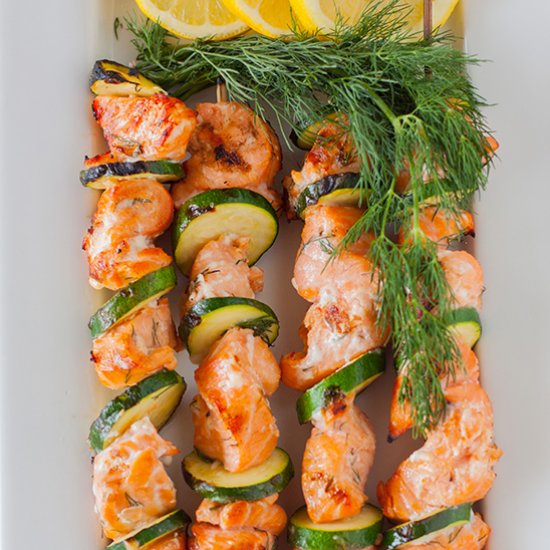 Lemon & Dill Barbecue Salmon Kabobs