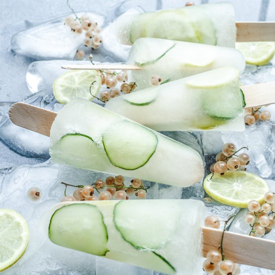 Adult gin cucumber popsicles