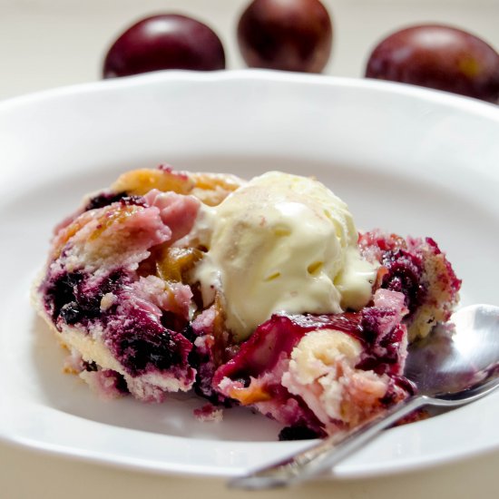 Blueberry and Plum Cobbler