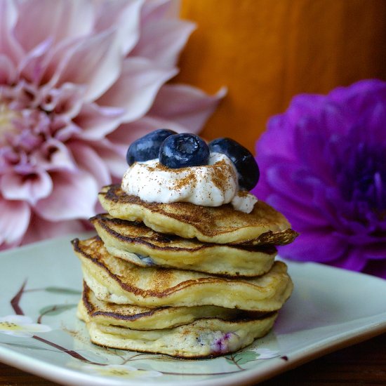 Banana Blueberry Pancakes for One