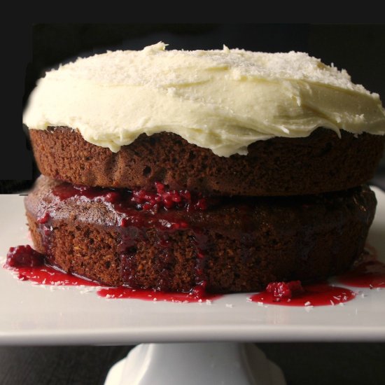 Chocolate and coconut layer cake