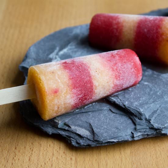 Strawberry-peach popsicles