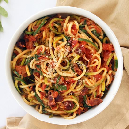 Creamy BLT Zucchini Pasta