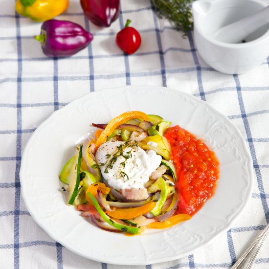 Ratatouille with poached egg