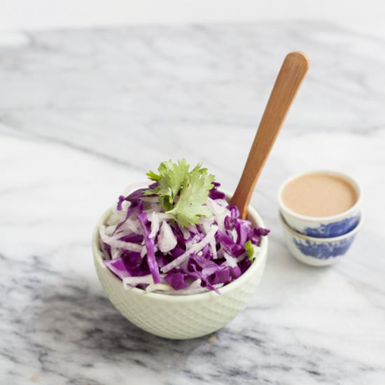 Jicama Cabbage Slaw w Thai Dressing