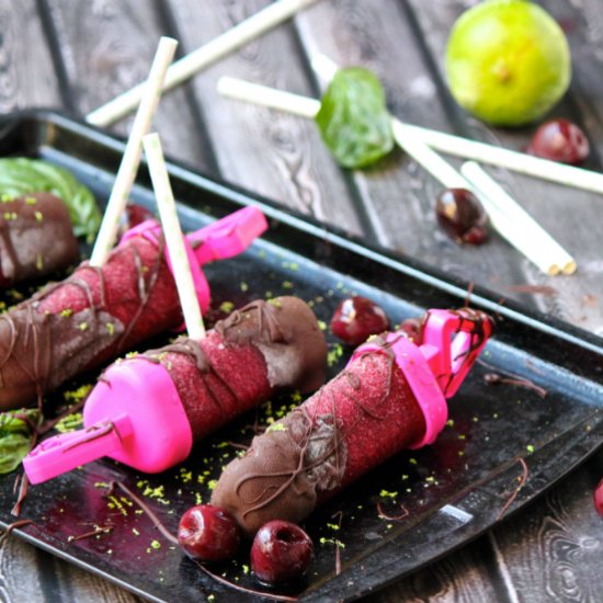 Cherry Basil Margarita Popsicles