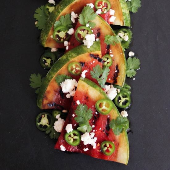 Grilled Watermelon w/Feta and Honey