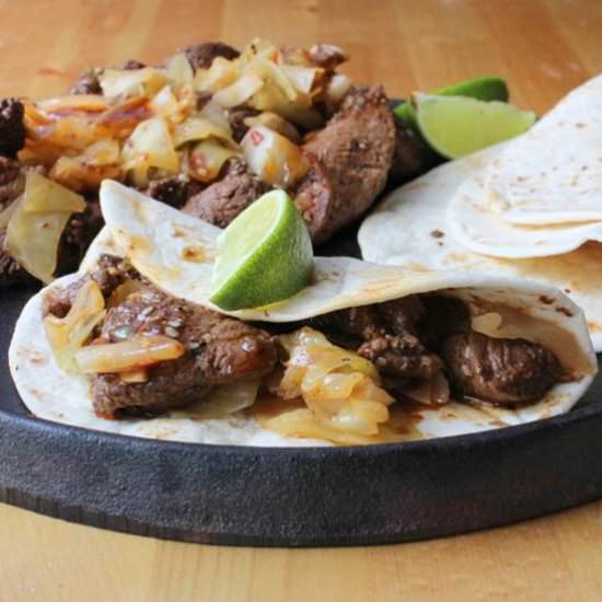 Korean Beef Tacos with Kimchi