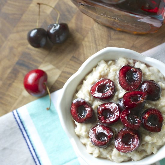 Oatmeal Pudding & Cherries