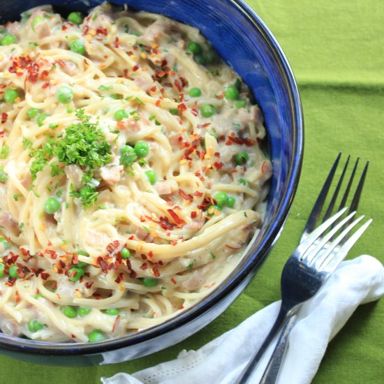 Creamy Pasta with Ham & Peas