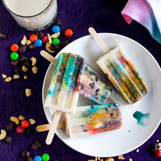 Rainbow Trail Mix Popsicles